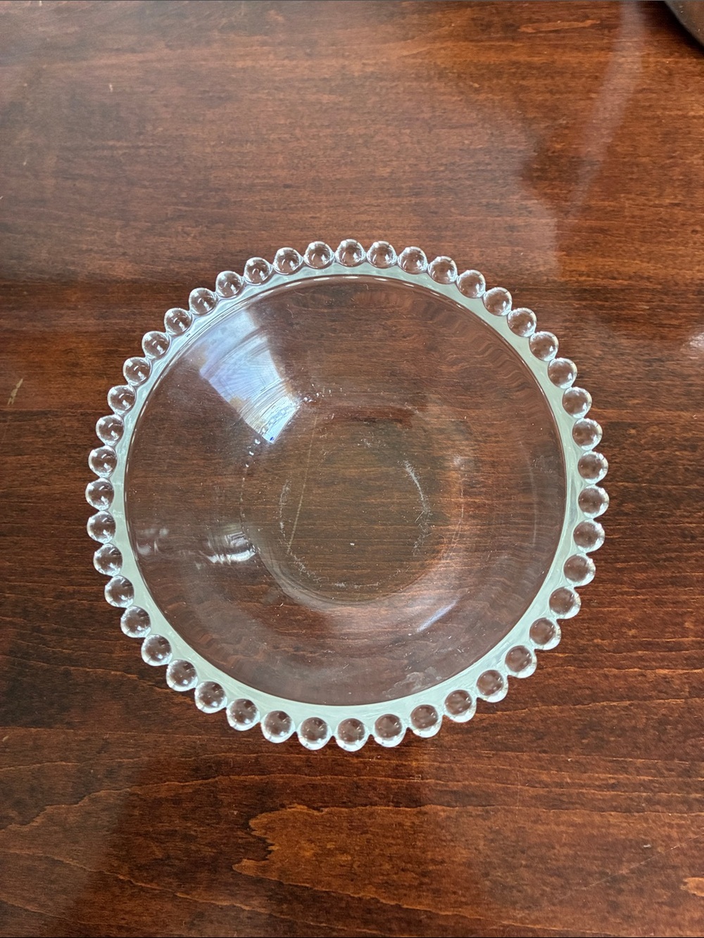 Clear Glass Beaded Edge Serving Bowl - White/Clear